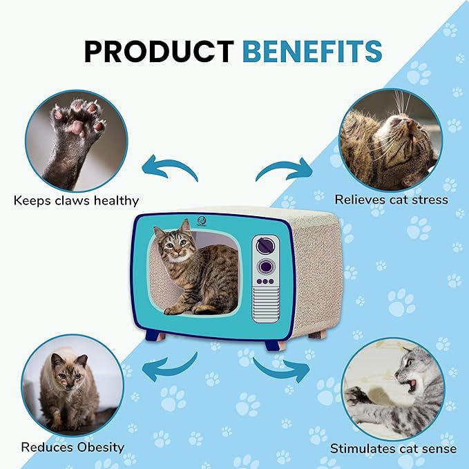 Foodie Puppies Cardboard Scratching Pads with Catnip for Cats and Kittens - (Television Scratcher) | Cat Durable Play TV Post for Indoor, Cats Corrugated Scratcher Box for Furniture Protection