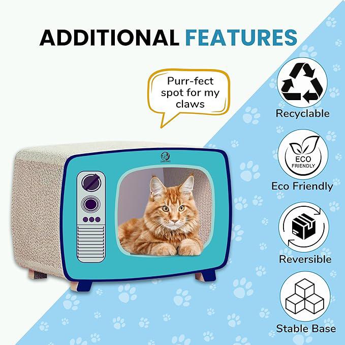 Foodie Puppies Cardboard Scratching Pads with Catnip for Cats and Kittens - (Television Scratcher) | Cat Durable Play TV Post for Indoor, Cats Corrugated Scratcher Box for Furniture Protection
