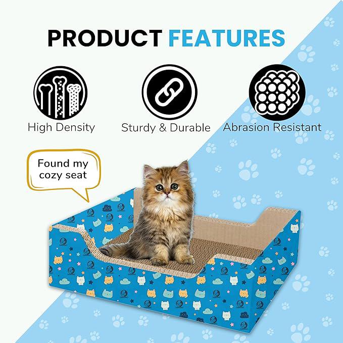 Foodie Puppies Cat Scratcher Pad with Catnip for Cats & Kittens - (Bed Scratcher) | Durable Corrugated Cardboard Cat Scratching Furniture in Rectangle Shape | Furniture Protection, Play & Relaxation