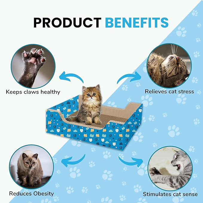 Foodie Puppies Cat Scratcher Pad with Catnip for Cats & Kittens - (Bed Scratcher) | Durable Corrugated Cardboard Cat Scratching Furniture in Rectangle Shape | Furniture Protection, Play & Relaxation