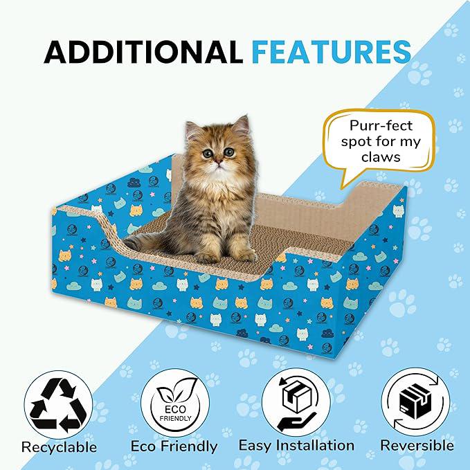 Foodie Puppies Cat Scratcher Pad with Catnip for Cats & Kittens - (Bed Scratcher) | Durable Corrugated Cardboard Cat Scratching Furniture in Rectangle Shape | Furniture Protection, Play & Relaxation