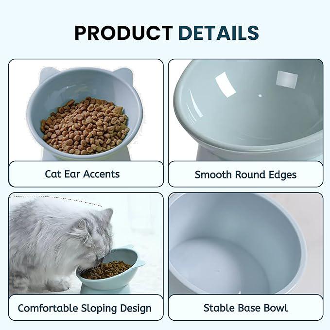 Foodie Puppies Elevated Cat Bowl Feeder Food Water Feeder Bowl for Cats, Kittens &amp; Puppies | Persian Cat Food Bowl Tilted Raised Bowl Anti Vomiting 45° Slanted Bowl, Plastic, 15 X 5.02 X 5 Cm