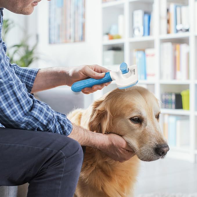 Self Cleaning Slicker Pet Grooming Brush | Pet Cleaning Tool Suitable for All Pets | Rectangular Shape