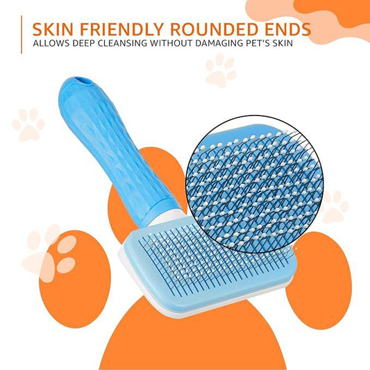 Self Cleaning Slicker Pet Grooming Brush | Pet Cleaning Tool Suitable for All Pets | Rectangular Shape