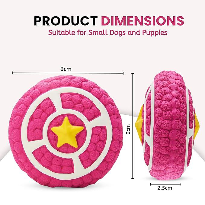 Foodie Puppies Interactive Non-Toxic Soft Latex Squeaky Chew Toy for Puppies and Small Dogs (Pink Pie - Small) | Chewing, Floating, Training, and Bouncing | Reduce Separation Anxiety