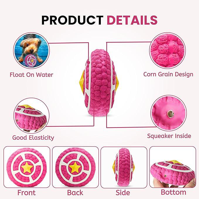 Foodie Puppies Interactive Non-Toxic Soft Latex Squeaky Chew Toy for Puppies and Small Dogs (Pink Pie - Small) | Chewing, Floating, Training, and Bouncing | Reduce Separation Anxiety